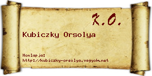 Kubiczky Orsolya névjegykártya